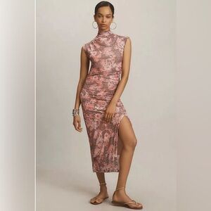 Anthropologie Pink and Black  Maya cowl neck Midi Dress